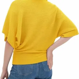 zilcon Party Balloon Sleeve Solid Women Yellow Top image 2