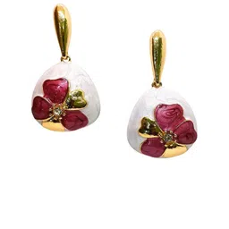 AVANT-GARDE PARIS Gold Plated Artificial Stones Studded Teardrop Enamelled Drop Earrings image 3