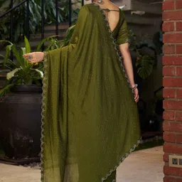 GHAN SALS Embellished Sequinned Scallop Border Saree image 2