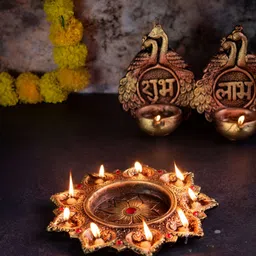 The handicraftian Bronze-Coloured & Yellow Textured Decorative Bowl image 3