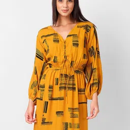 IZEL Women Abstract Printed Fit & Flare Above Knee Dress-image-28