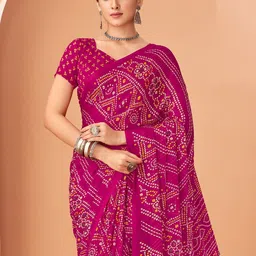 Reboot Fashions Bandhani Pure Chiffon Bandhani Saree image 3