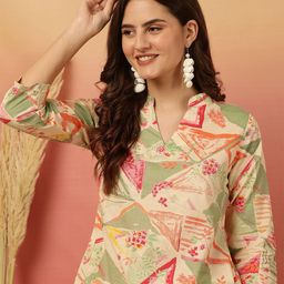 Anouk Rustic Floral Print Mandarin Collar Cotton Top-picture-2