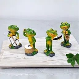 THE SACRED GIFTS Green & Yellow 4 Pieces Frogs Playing Instruments Figurine Showpiece-picture-34