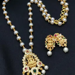 Anouk Gold-Plated American Diamond-Studded & BeadedJewellery Set image 3