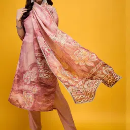 Moda Rapido Women Pink Silk Crepe Kurta Sets-picture-37