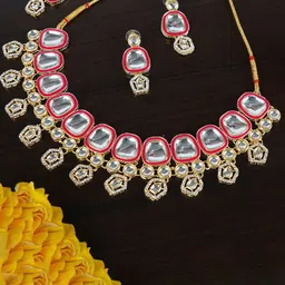 Divisha Women Gold-Plated Stone Studded Jewellery Set-picture-30