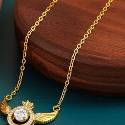 DressBerry Women Gold-plated Circle With Angel Wings Crystal Ring Pendant Necklace-picture-36