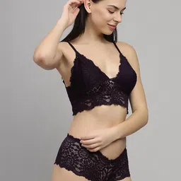 samvar Women Blue,Grey Net Bra Panty Set for Lingerie Set Undergarments Pack of 2 image 3