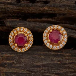 Kushal's Fashion Jewellery 92.5 Pure Silver CZ Studded Gold-Plated Circular Studs-picture-11