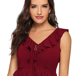 SS Sanket Synthetics Women Flutter Sleeve Peplum Crop Top-picture-36