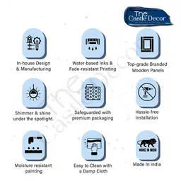 The Castle Decor Blue & Orange 5 Pieces Floral Wooden Wall Art image 2