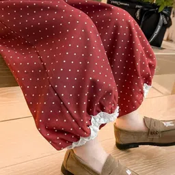 LULU & SKY Girls Polka Dot Printed High-Rise Trousers image 4