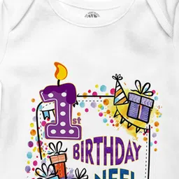 THE PRINT PLATTER Kids 1st Birthday Printed Ultra bio wash with Envelope Neck Bodysuits image 2