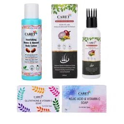 CARET ORGANIC Set of 4 Body Lotion & Red Onion Hair Oil & Kojic Acid Soap & Soap-picture-31