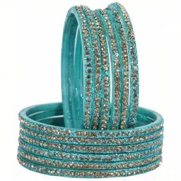 Adiba Fashion Factory Set Of 12 Beige Glass Artificial Stones Bangle-picture-10