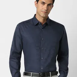Peter England Elite Textured Pure Cotton Formal Shirt-image-90
