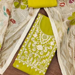 HERE&NOW Floral Embroidered Sequinned Unstitched Dress Material-picture-31