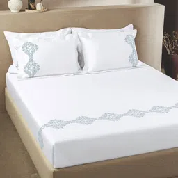 SANSAAR A DDECOR BRAND LIVE CONSCIOUSLY White Double King Bedsheet With 2 Pillow Covers-picture-35