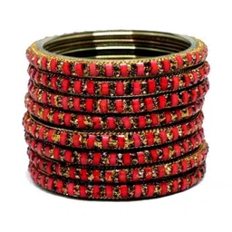 Qufrozy Red Glass Artificial Stones Bangle-picture-12