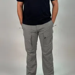 TIFTON Men Solid Mid-Rise Regular Fit Cargos Trousers-picture-16