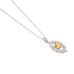 SANAA CREATIONS Silver-Plated Oval Artificial Stones Studded Pendant with Chain-picture-34
