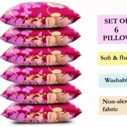STOMIA LUXURY SOFT PILLOW Polyester Fibre Floral Sleeping Pillow Pack of 6-picture-13