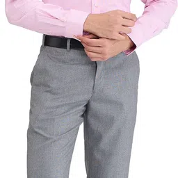 park avenue Men Regular Fit Grey Polyester Trousers image 5