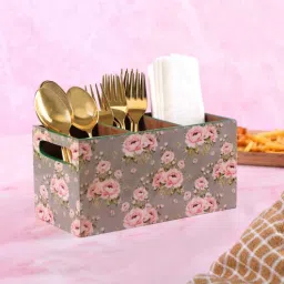 Green Rose Mdf Wood Square 1 Pcs Cutlery Holder-image-54