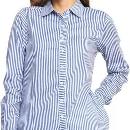 Women Regular Fit Striped Spread Collar Casual Shirt-image-9