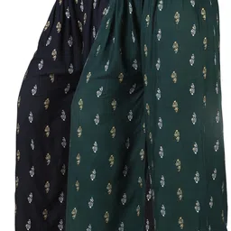 Pack of 2 Women Loose Fit Multicolor Viscose Rayon Trousers-image-5