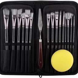 qunex care Set for Painting Brush, Artist Painting set of 15 with 1 Palette and 1 Sponge-picture-13