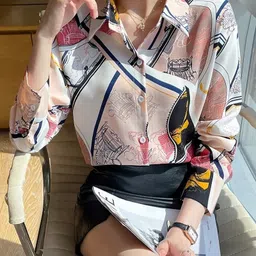 sheden lopez Women Regular Fit Printed Slim Collar Party Shirt image 3