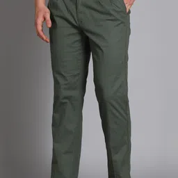 allen solly Men Slim Fit Green Cotton Blend Trousers image 3