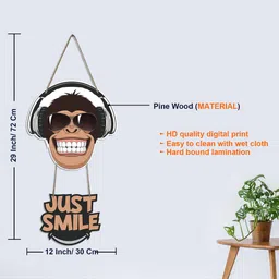 vibecrafts Monkey Smile Multicolour Engineered Wood Wall Hanging Quotes image 5