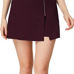Women Solid Pencil Purple Skirt-image-4
