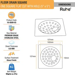 ruhe Floor Stainless Steel Push Down Strainer image 3