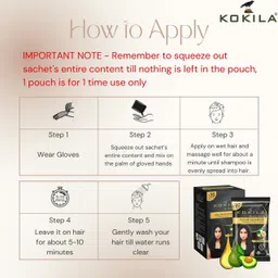 kokila Instant Ammonia Free, Hair Color Shampoo Enriched with Avocado oil, (Black, 15) , Natural Black image 2