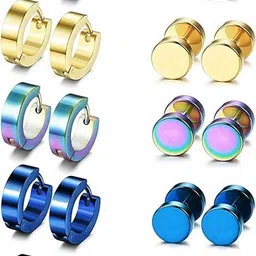 meenaz Earrings for boys men girls women golden black bali silver ear rings combo gents Alloy, Brass, Copper, Metal, Stainless Steel, Sterling Silver Clip-on Earring, Stud Earring, Tunnel Earring, Earring Set, Hoop Earring-picture-19