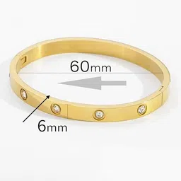 Zabby Allen Stainless Steel Gold-Plated American Diamond Studded Cuff Bracelet image 3