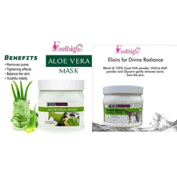 FEELHIGH Set Of 2 Face & Body Aloevera Mask & Goat Milk Scrub-500ml Each image 2