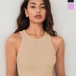 KERI PERRY Pack Of 3 Ribbed Tank Crop Top-image-70