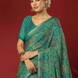 KALINI Bandhani Zari Pure Georgette Bandhani Saree image 2