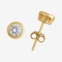 Kushal's Fashion Jewellery 92.5Silver Gold-Plated CZ Studded Studs Earrings image 2