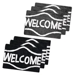 Kuber Industries 6Pcs Black & Grey Printed Rectangle Anti Skid Doormats image 2
