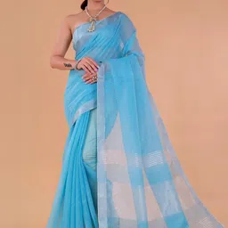 NEGRONI Woven Design Zari Saree With Matching Blouse Piece image 4