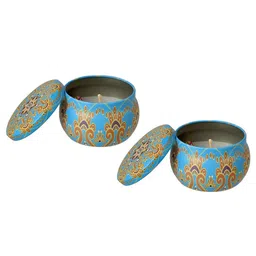 Myntra Elegant Homes Blue & Blue 2 pieces Jar Candle image 5