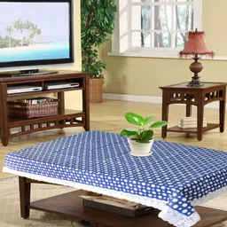 LooMantha Blue Geometric Printed Waterproof Plastic 4-Seater Table Cover image 1