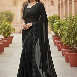 Moda Rapido Embellished Sequinned Poly Georgette Designer Saree-picture-15