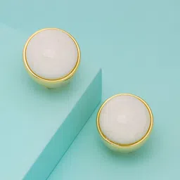 Kushal's Fashion Jewellery Gold-Plated Zircon Studded Oval Studs-picture-28